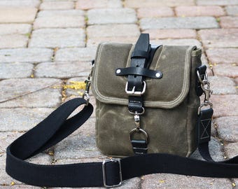 Waxed Canvas Small bag Satchel- Travel bag , cross body bag. model 010050