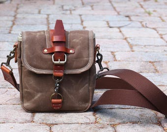 Waxed Canvas Small bag Satchel- Travel bag , cross body bag. model 010050