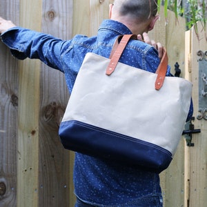 ワックスキャンバストート、大型トートバッグ、厚手の防水 - 010319