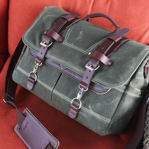 Waxed Canvas Messenger bag - laptop bag handmade by Alex M Lynch - 010116