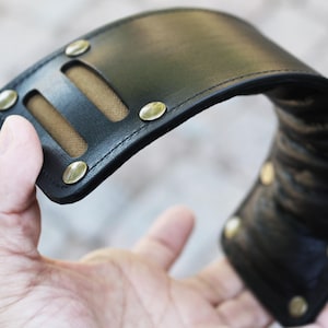 10" x 3" genuine leather shoulder strap pad - free hand stamp - 010102