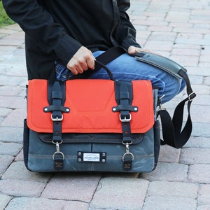 Waxed Canvas Messenger bag laptop bag handmade by Alex M Lynch 010287 image 1