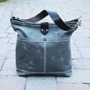 waxed canvas hobo bag - Bucket bag - Casual tote bag - Hobo tote -  010251