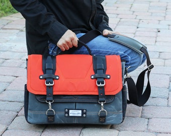 Waxed Canvas Messenger bag - laptop bag handmade by Alex M Lynch - 010287