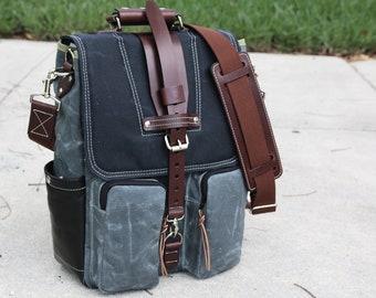 Vertical laptop messenger bag - leather handle and shoulder pad included - 010300