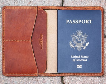 Rugged Leather Passport holder - hand stitched wallet - FREE shipping in USA - Horween Dublin Leather - 010117