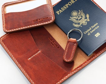 Travel gift set - hand stitched - Horween Dublin Leather - 010155