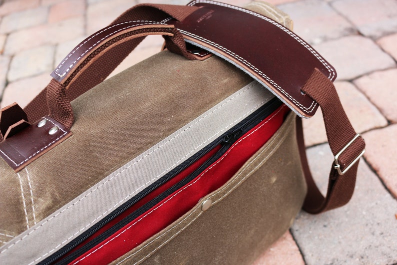 Waxed Canvas Messenger bag laptop bag handmade by Alex M Lynch 010149 image 5