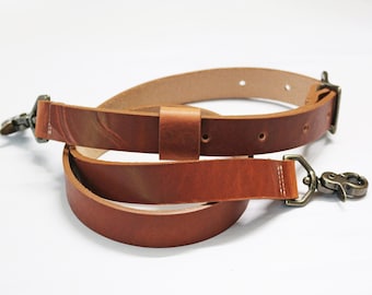 Horween Dublin Leather slim shoulder strap - Adjustable - ENGLISH TAN - 010253