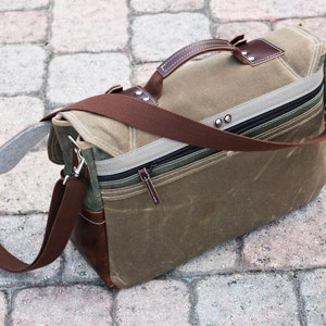 Waxed Canvas Messenger bag laptop bag handmade by Alex M Lynch 010158 image 4