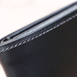 Hand Stitched Leather mens wallet Veg tanned Leather Black leather wallet Italian Buttero leather from Conceria Walpier 010314 image 3