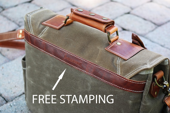Waxed Canvas Messenger Bag - Horween Leather Accents