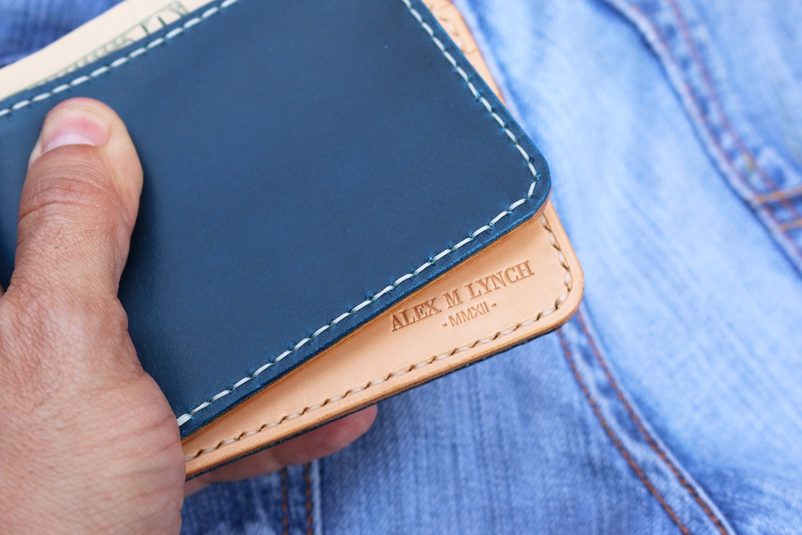 Hand Stitched Leather Mens Wallet Veg Tanned Leather Etsy