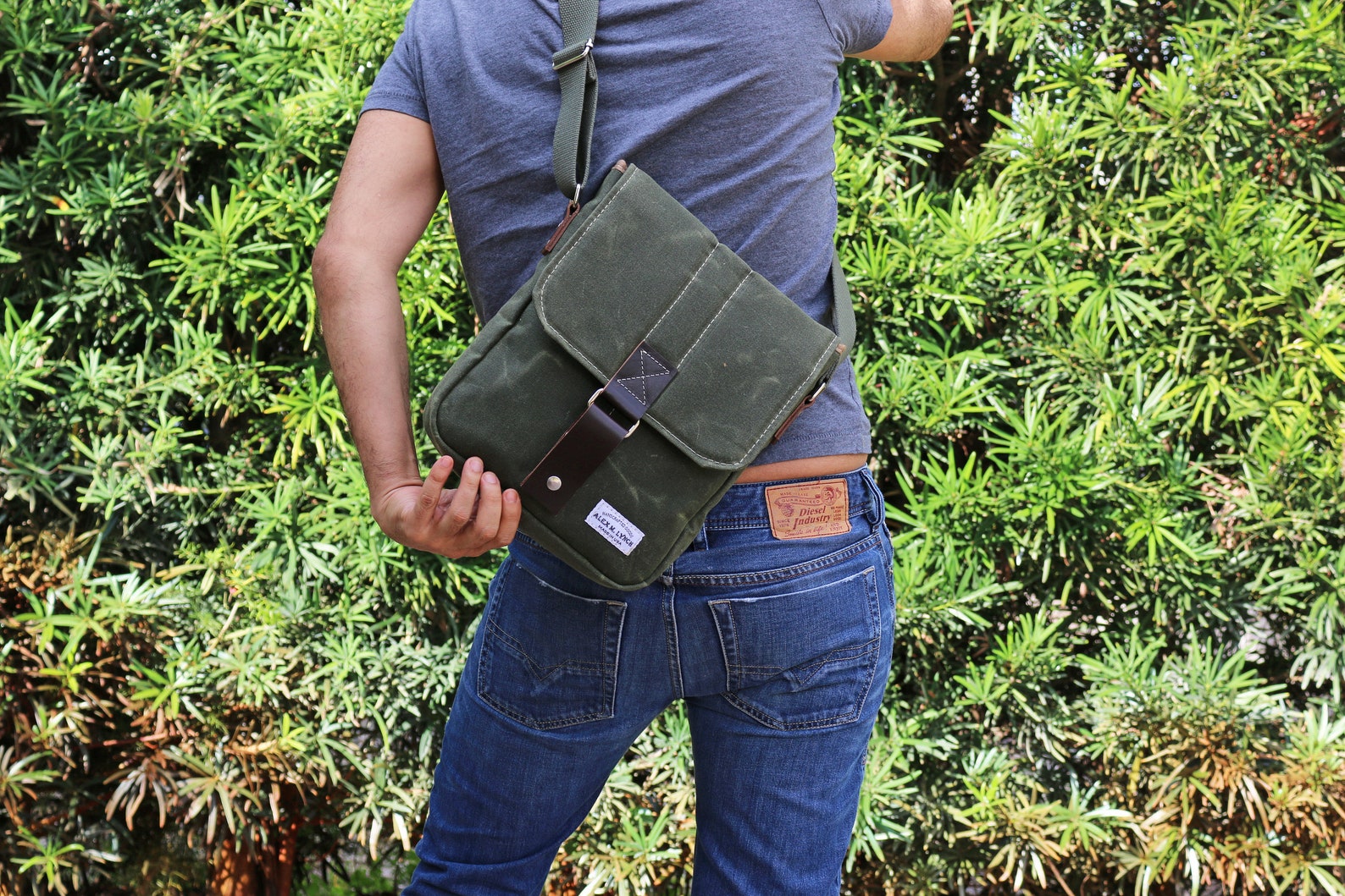 Vertical Messenger Travel Bag Tablet Bag Heavy Waxed Etsy