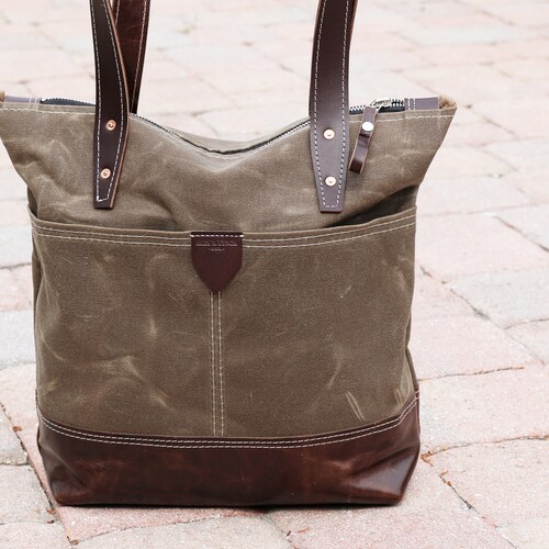 Waxed Canvas Tote Canvas Tote Bag Crossbody Bag Large - Etsy