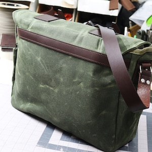 Waxed Canvas Messenger bag laptop bag handmade by Alex M Lynch 010141 image 3