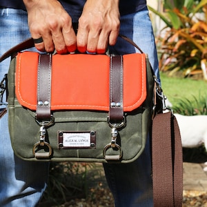 PETITE Waxed Canvas Messenger bag - cross body bag handmade by Alex M Lynch - 010228