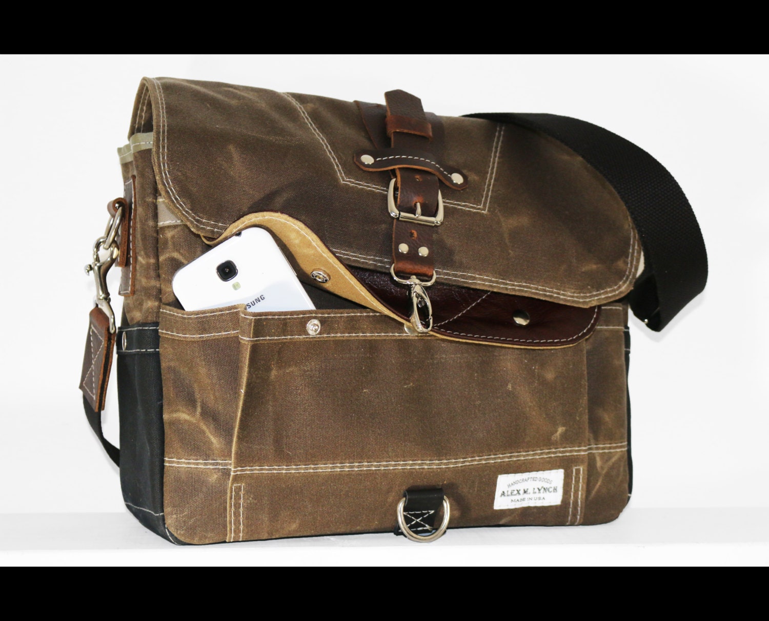 Peacechaoscotton Canvas Genuine Crazy-horse Leather Cross