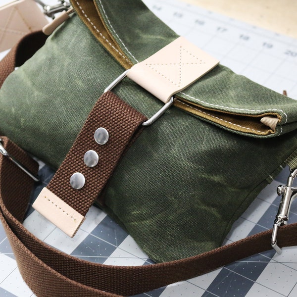 Mini Bag - clutch - pouch - waxed canvas and natural leather - made in USA