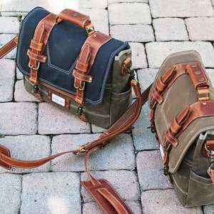 Waxed Canvas Messenger bag Horween leather accents handmade by Alex M Lynch 010310 image 5