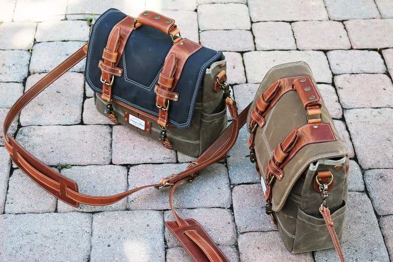 Waxed Canvas Messenger bag Horween leather accents handmade by Alex M Lynch 010310 image 5