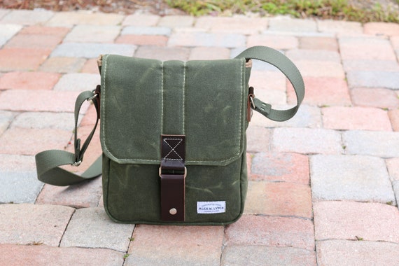 Sac Messenger Vintage En Toile Cirée - Bandoulière Ajustable, Idéal Voyage, Neuf Sans étiquettes