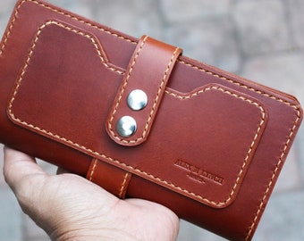 Buttero Italian Leather bifold wallet - leather long wallet - Chestnut - 010231