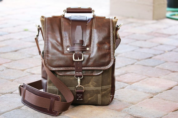 vertical leather laptop bag
