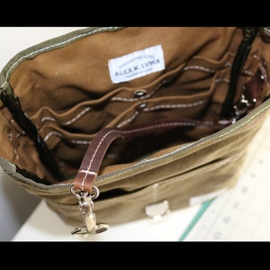 Waxed Canvas vertical Messenger bag handmade 010031 image 10