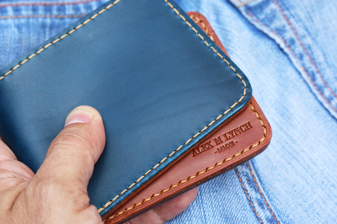 Hand Stitched Leather Mens Wallet Veg Tanned Leather Buttero From Conceria Walpier 010216 Etsy