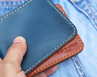 Cartera para hombre de cuero cosido a mano - Cuero curtido vegetal - Buttero de Conceria Walpier - 010216