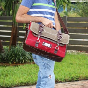 Waxed Canvas Messenger bag laptop bag handmade by Alex M Lynch 010149 image 8