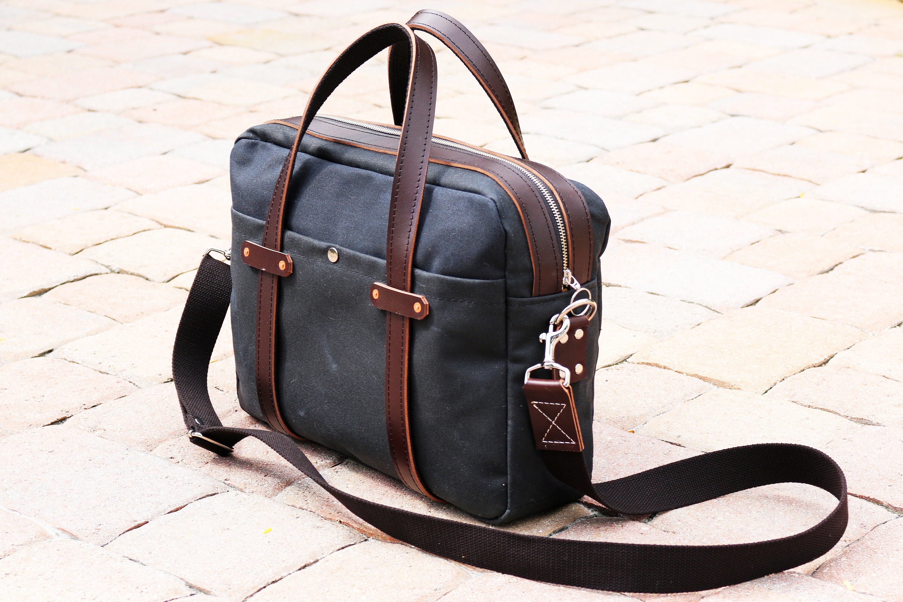 Waxed Canvas Briefcase bag handmade by Alex M Lynch 010279 Etsy