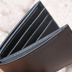 Hand Stitched Leather mens wallet Veg tanned Leather Black leather wallet Italian Buttero leather from Conceria Walpier 010314 image 4