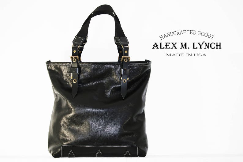 Black Leather Tote 010072
