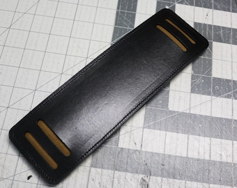 10" x 3" black leather shoulder strap pad - padded shoulder pad - free hand stamp - 010182