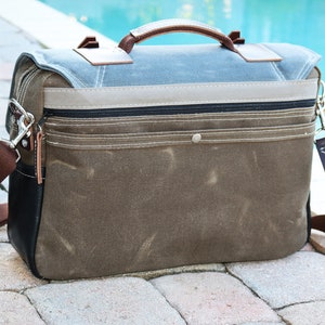 Waxed Canvas Briefcase Messenger bag handmade by Alex M Lynch 010178 image 4