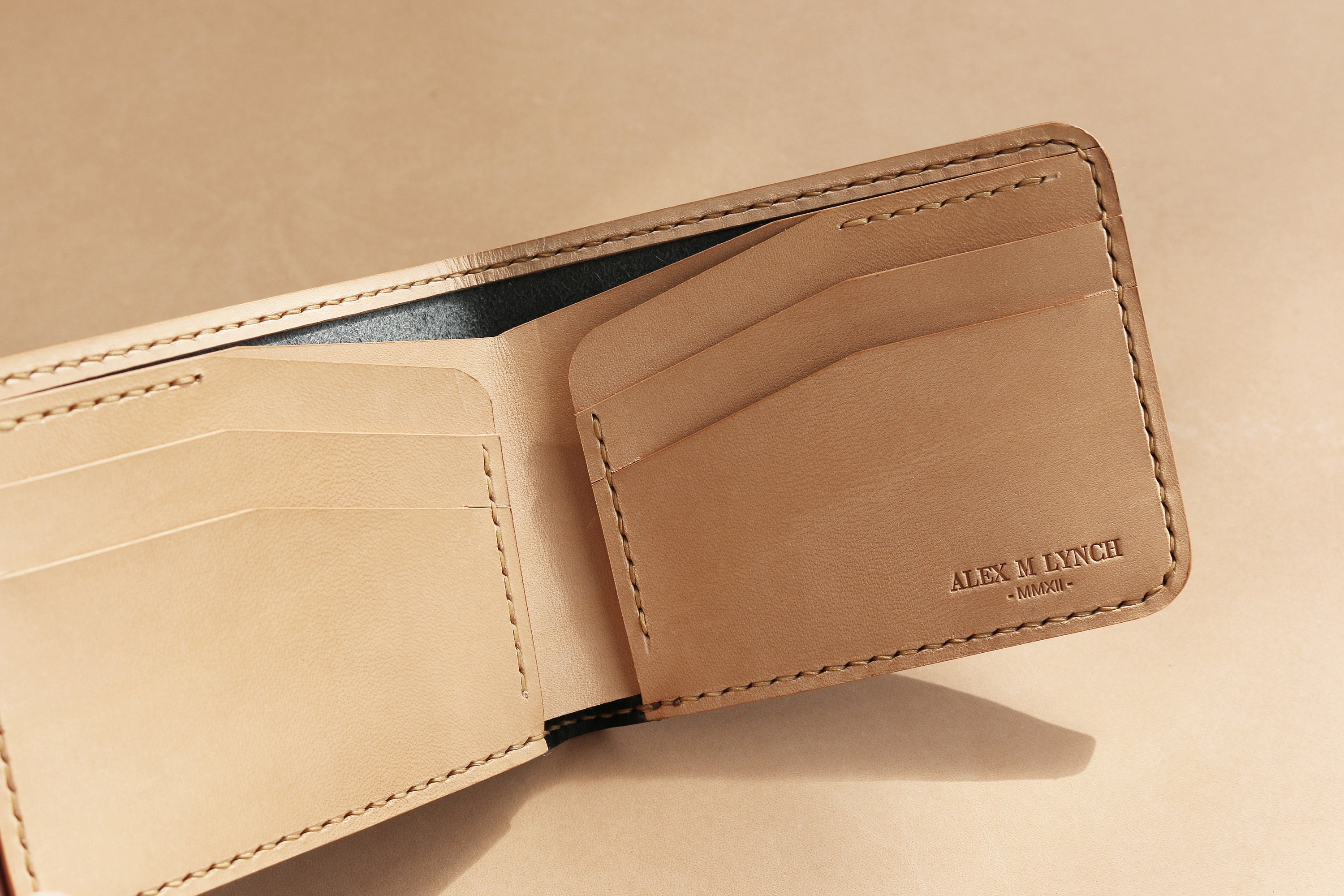 Hand Stitched Leather Mens Wallet - Veg Tanned Leather