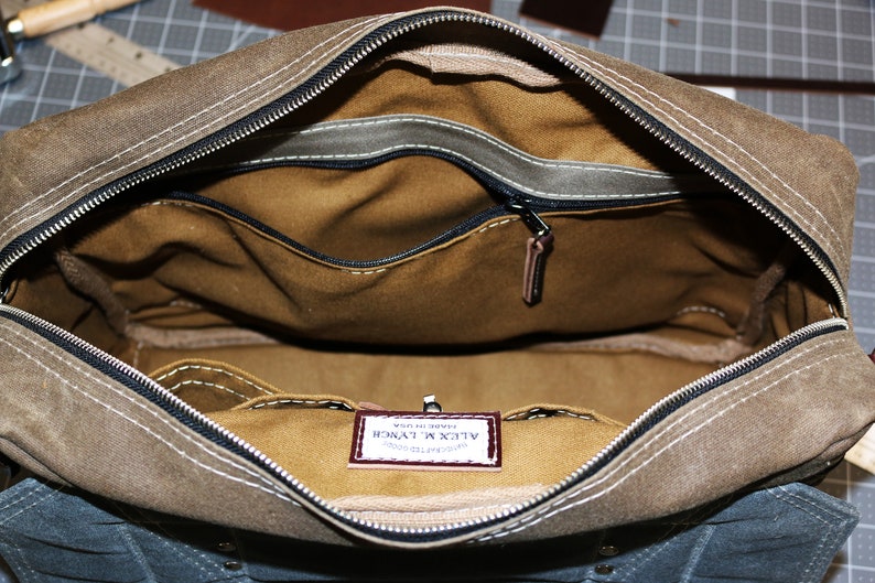 Waxed Canvas Briefcase Messenger bag handmade by Alex M Lynch 010178 image 8