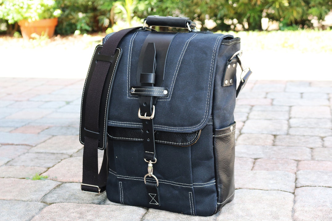 Vertical Laptop Messenger Bag Leather Handle and Shoulder - Etsy