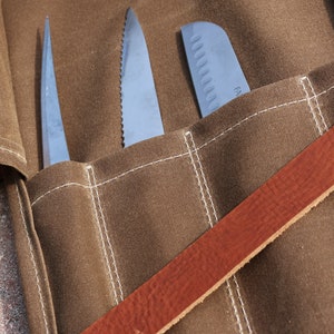 Waxed Canvas knife roll Gift for chef Organizer for tools tool organizer 010293 image 2