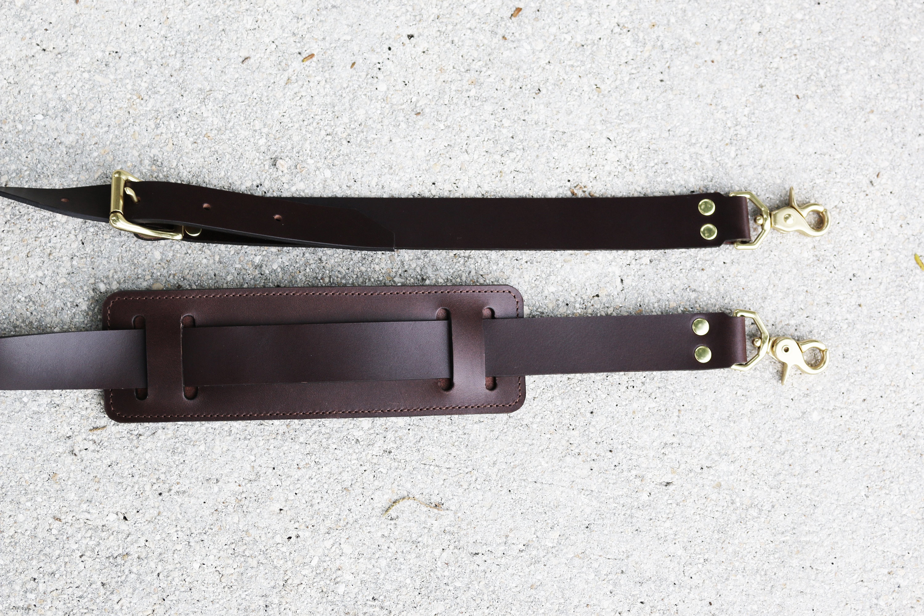 Adjustable Leather Shoulder Strap With Leather Pad - SOLID