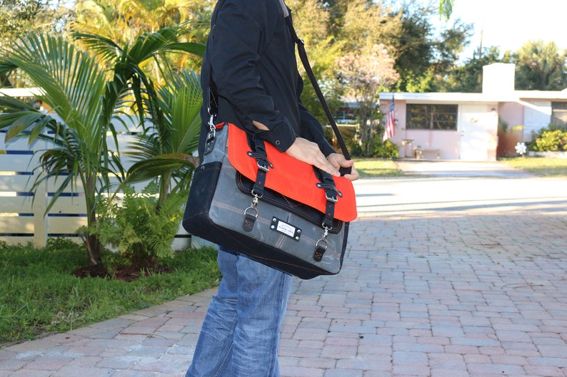 Waxed Canvas Messenger bag laptop bag handmade by Alex M Lynch 010287 image 8