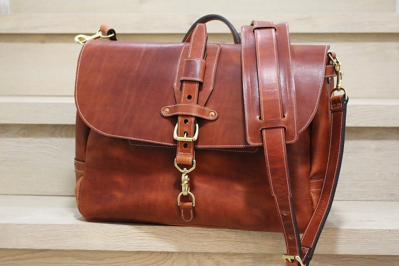 16 Horween Dublin Leather Messenger Bag English Tan Etsy
