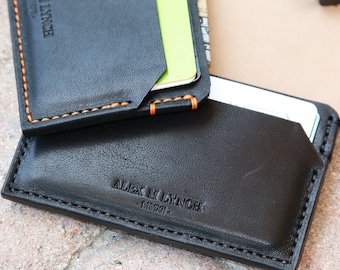 Slim Leather card holder - Horween Dublin vegetable leather - hand stitched - FREE Shipping in USA - 010118