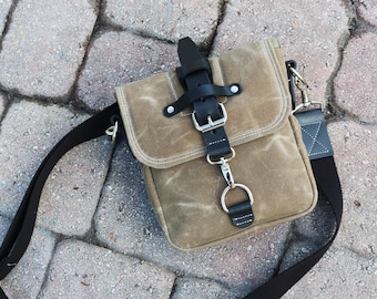 Waxed Canvas Small bag Satchel- Travel bag , cross body bag. model 010050