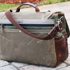 Waxed Canvas Messenger Bag Laptop Bag Handmade by Alex M - Etsy