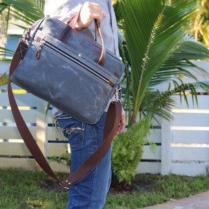 Waxed Canvas Briefcase bag handmade by Alex M Lynch 010290 image 3