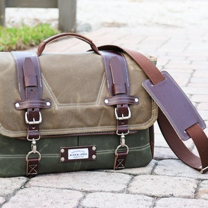 Waxed Canvas Messenger bag laptop bag handmade by Alex M Lynch 010158 image 1