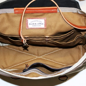 Waxed Canvas Messenger bag Horween leather accents handmade by Alex M Lynch 010310 image 3